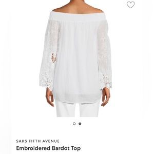 Saks fifth avenue embroided bardot top NWT